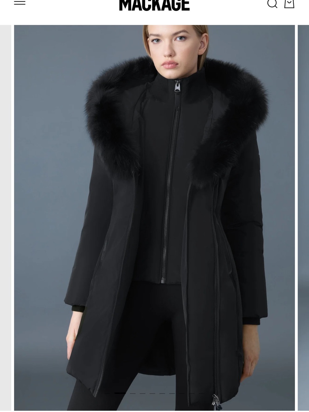 Mackage Women's Black Fur-Trimmed Down Coat Kay